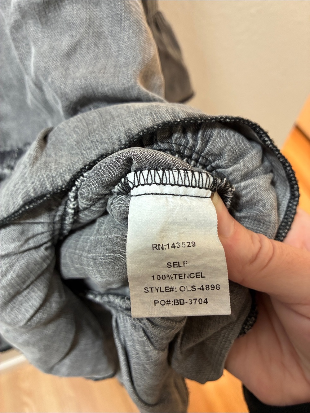 Origami Ruffle Detail Button-Down Shirt - Washed Gray - Picture 2 of 4